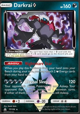 Darkrai 77/156 Prism Star Holo Pokemon Card (Ultra Prism)