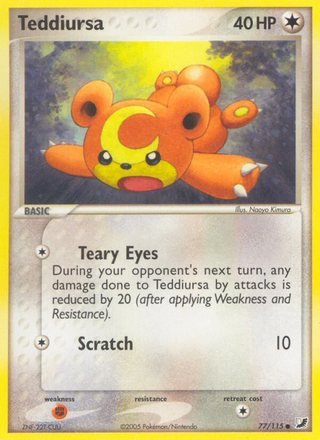 Teddiursa 77/115 Common Pokemon Card (EX Unseen Forces)