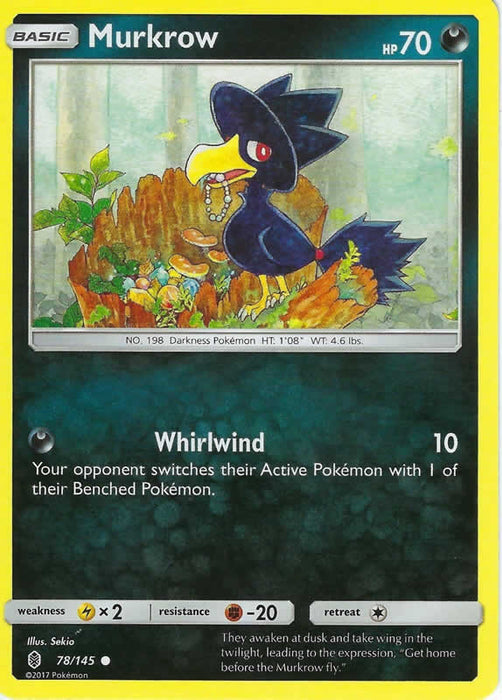 Murkrow 78/145 Common Pokemon Card (SM Guardians Rising)