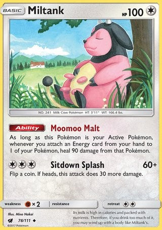 Miltank 78/111 Uncommon Pokemon Card (SM Crimson Invasion)