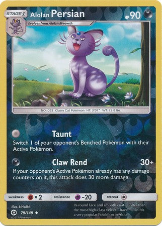 Alolan Persian 79/149 Uncommon Pokemon Card (Sun & Moon Base Set)