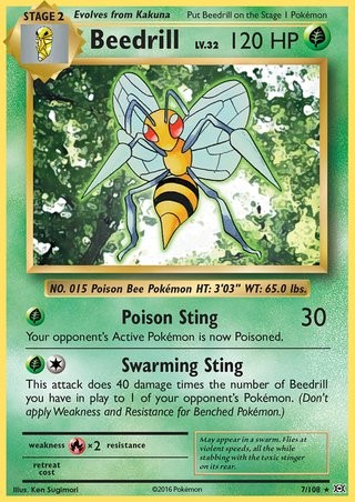 Beedrill 7/108 Rare Pokemon Card (XY Evolutions)
