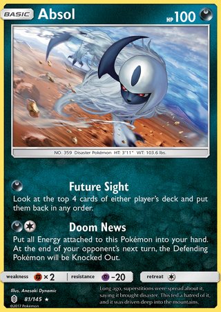 Absol Card Absol 81/145 Guardians Rising Rare Holo Mint Pokemon Card