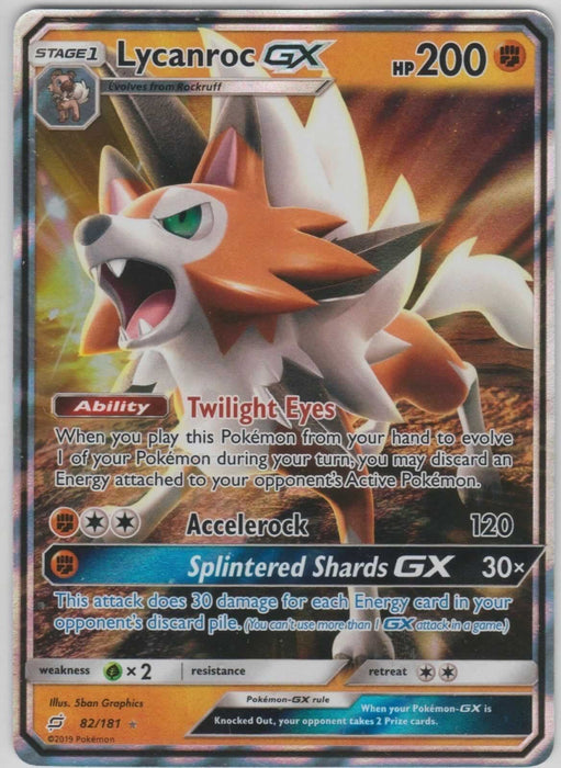 Lycanroc GX 82/181 Ultra Rare Pokemon Card (SM Team Up)