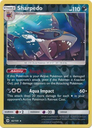 Sharpedo 82/149 Rare Holo Pokemon Card (Sun & Moon Base Set)