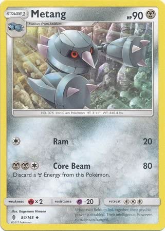 Metang 84/145 Uncommon Reverse Holo Pokemon Card (SM Guardians Rising)