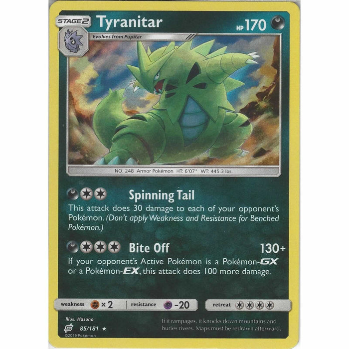 Tyranitar 85/181 Rare Holo Pokemon Card (Sun & Moon Team Up)