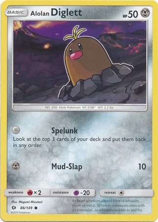 Alolan Diglett 86/149 Common Pokemon Card (Sun & Moon Base Set)