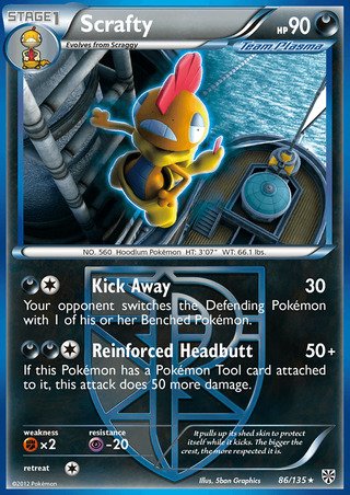 Scrafty 86/135 Rare Pokemon Card (Plasma Storm) — Titan Cards Ltd