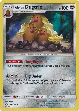 Alolan Dugtrio 87/149 Rare Holo Pokemon Card (Sun & Moon Base Set)