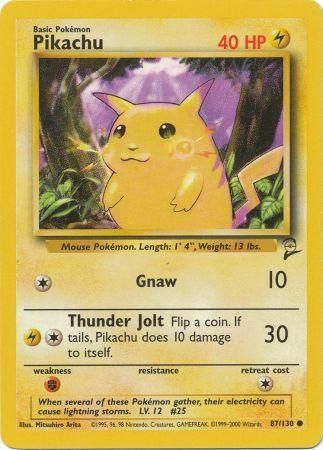 Pikachu 87/130 Common Pokemon Card (Base Set 2)