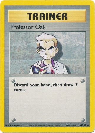 Professor Oak 88/102 Exc. Cond Uncommon Pokemon Card (Base Set)