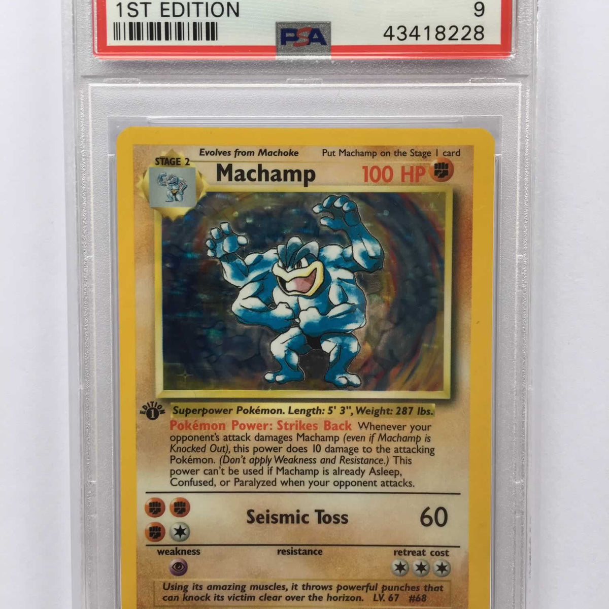 Machamp 8/102 Rare Holo 1st Edition PSA 9 Mint Pokemon Card (Base Set) Titan Cards Ltd Machamp 8/102 Rare Holo 1st Edition PSA 9 Mint Pokemon Card (Base Set) Titan Cards Ltd