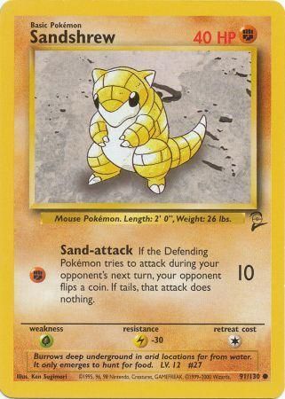 Sandshrew 91/130 Common Pokemon Card (Base Set 2)