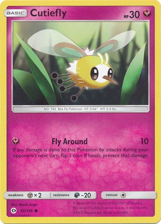 Cutiefly 92/149 Common Pokemon Card (Sun & Moon Base Set)