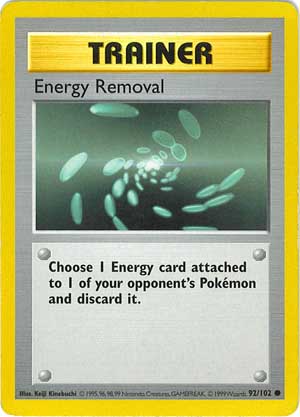 Energy Removal 92/102 Common Exc. Cond. Pokemon Card (Base Set)