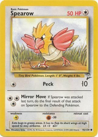 Spearow 92/130 Common Pokemon Card (Base Set 2)