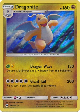 Dragonite 96/149 Rare Reverse Holo Pokemon Card (Sun & Moon Base Set)