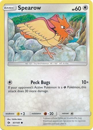 Spearow 97/149 Common Reverse Holo Pokemon Card (Sun & Moon Base Set)