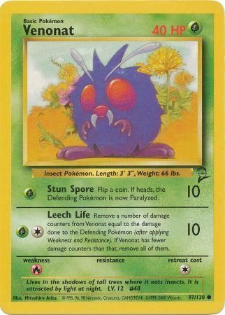 Venonat 97/130 Common Pokemon Card (Base Set 2)