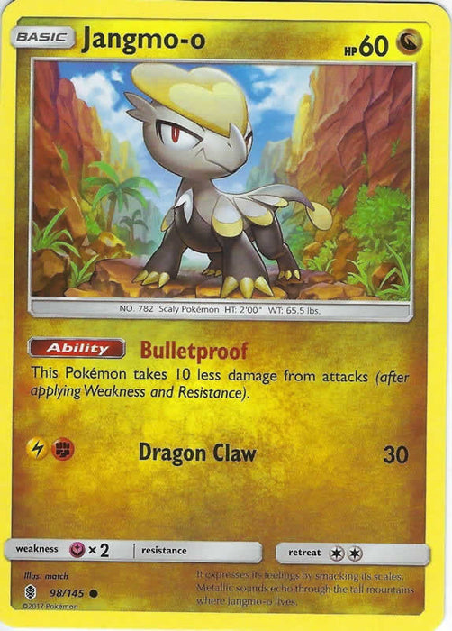 Jangmo-o 98/145 Common Reverse Holo Pokemon Card (SM Guardians Rising)