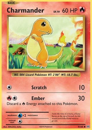 Charmander 9/108 Common Pokemon Card (XY Evolutions)