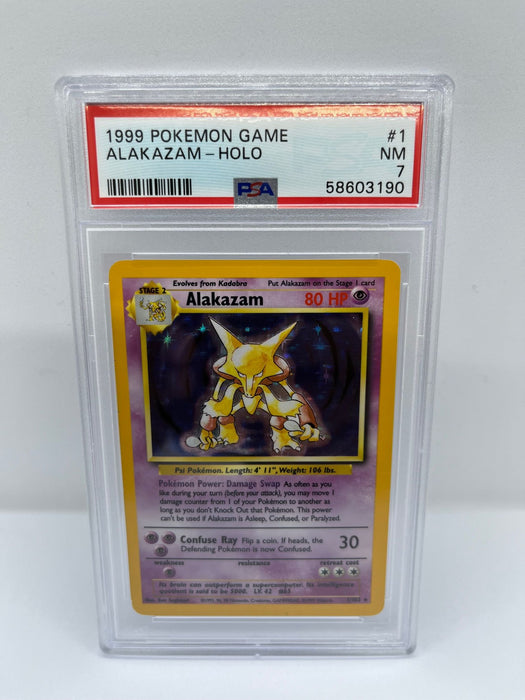 pokemon card 1 102 Alakazam 1/102 PSA 7 Graded Rare Pokemon Card (1999 Pokemon Game) — Titan Cards Ltd
