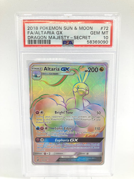 Altaria GX 72/70 PSA 10 Gem Mint Graded Pokemon Card