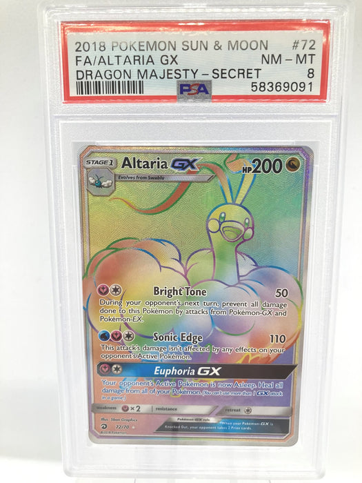 Altaria GX 72/70 PSA 8 Near Mint Graded Pokemon Card