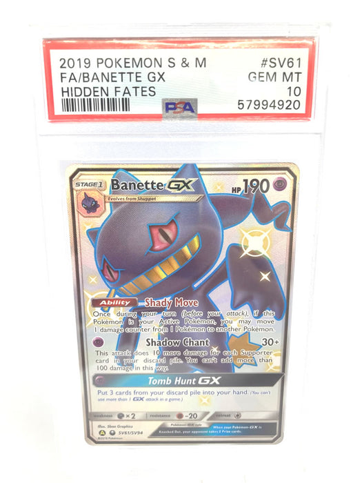 Banette GX SV61/SV94 Ultra Rare Graded Pokemon Card PSA 10 Gem Mint (Hidden Fates)