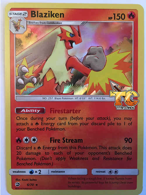 Blaziken 6/70 Rare Holo Pokemon Card (Dragon Majesty)