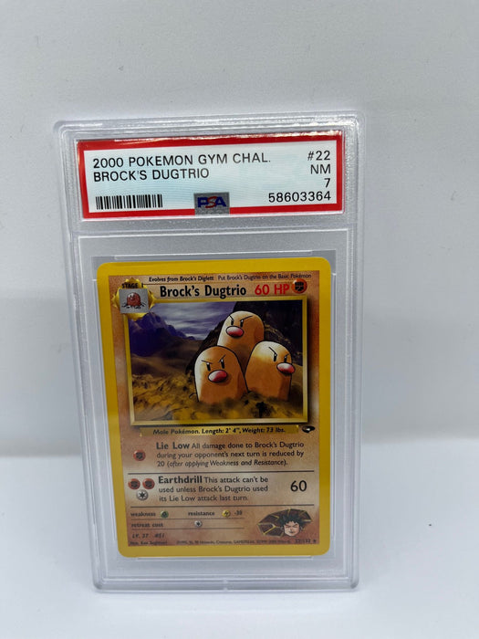 Brocks Dugtrio 22/132 PSA 7 Graded Rare Pokemon Card (Pokemon Gym Chal)