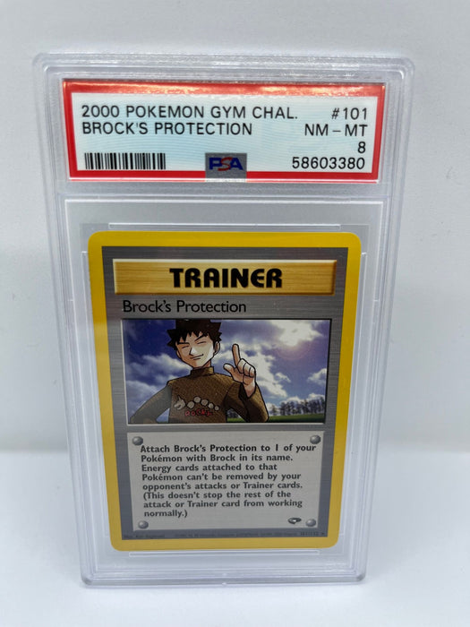Brock's Protection 101/132 PSA 8 Graded Rare Pokemon Card (2000 Pokemon Gym Chal)