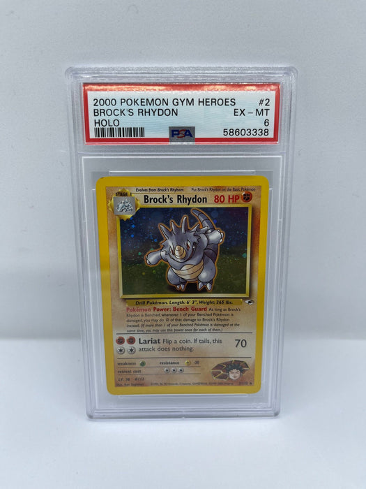 Brock's Rhydon 2/132 PSA 6 Graded Pokemon Card (2000 Pokemon Gym Heroes)