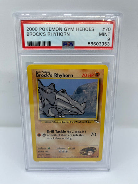 brock's rhyhorn pokemon card value Brock's Rhyhorn 70/132 PSA 9 Graded Common Pokemon Card (2000 Pokemon —  Titan Cards Ltd