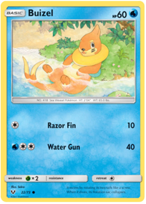 Buizel 22/73 Common Pokemon Card (Shining Legends)