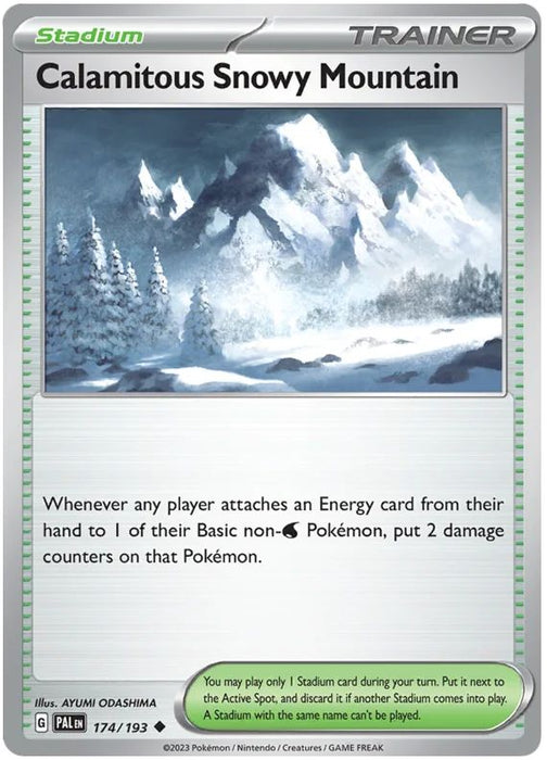 Calamitous Snowy Mountain 174/193 Uncommon Reverse Holo Pokemon Card (SV2 Paldea Evolved)