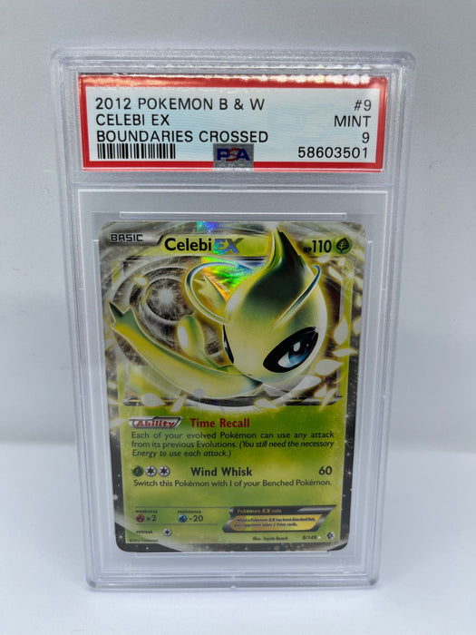 Celebi EX 9/149 PSA 9 Graded Rare Pokemon Card (Boundaries Crossed - 2012 Pokemon B & W)