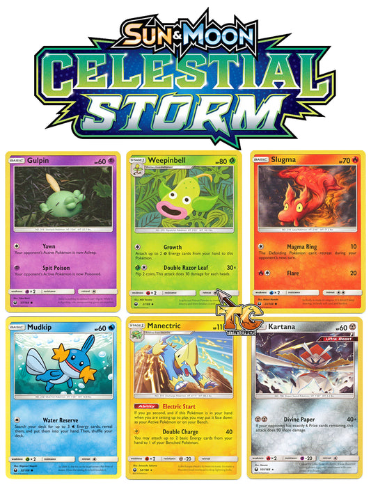 Pokemon Sun & Moon (Celestial Storm) 50 Card Bundle w/ Rares + Rev Holos
