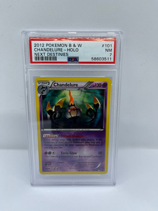 Chandelure 101/99 PSA 7 Graded Rare Pokemon Card (Next Destinies - 2012 Pokemon B & W)