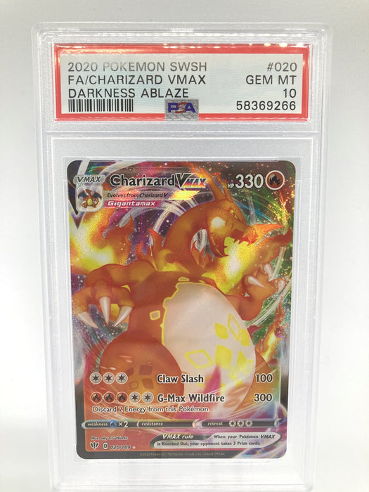 Charizard VMAX 020/189 PSA 10 Gem Mint Graded Pokemon Card