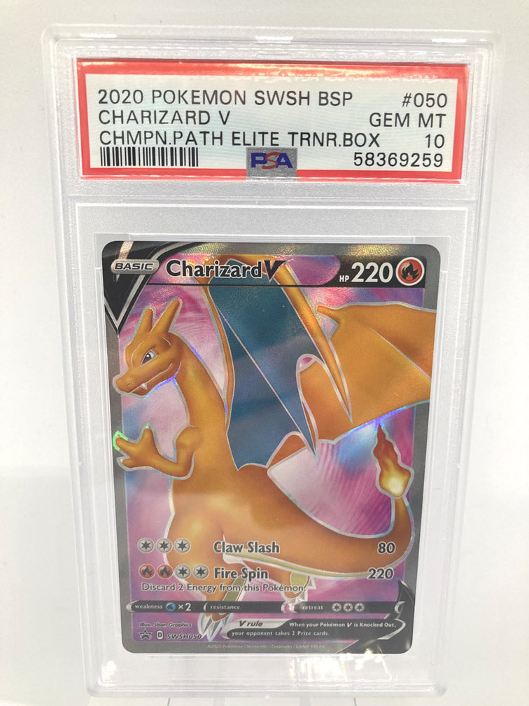 2020 Pokémon Charizard V PSA 10 2020 Pokemon SWSH BSP Charizard V PSA 10 Champion's Path