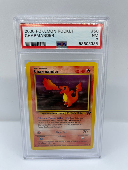 Charmander 50/82 PSA 7 Graded Common Pokemon Card (2000 Pokemon Rocket)