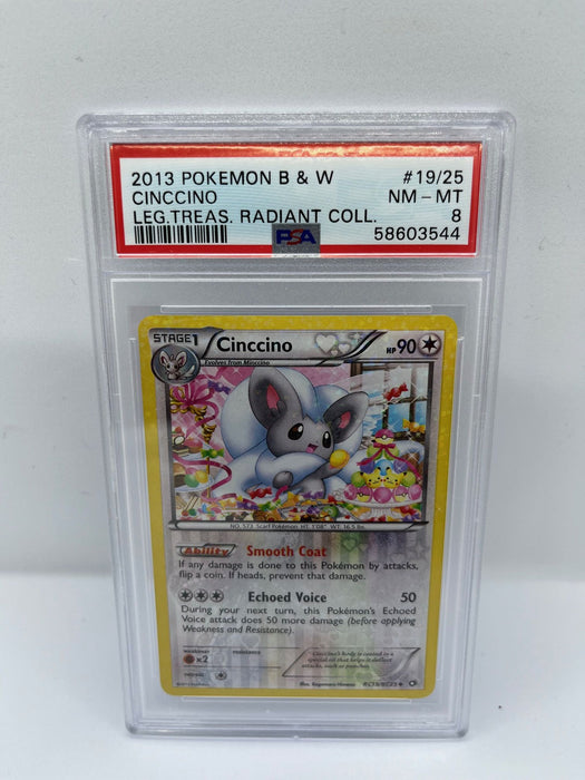 Cinccino RC19/RC25 PSA 8 Graded Uncommon Pokemon Card (Leg Treas Radiant Collection)