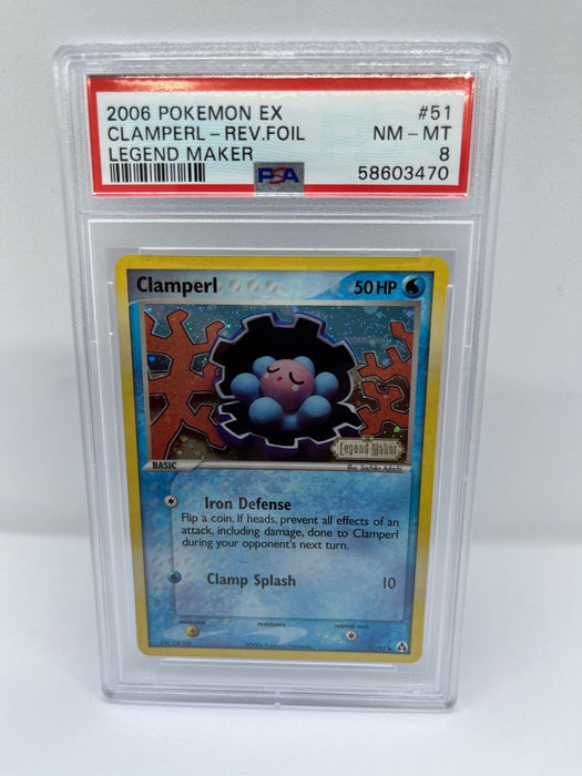 Clamperl 51/92 PSA 8 Graded Common Pokemon Card (2006 Pokemon Ex - Legend Maker)