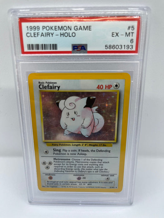 Clefairy 5/102 PSA 6 Graded Rare Pokemon Card (1999 Pokemon Game)