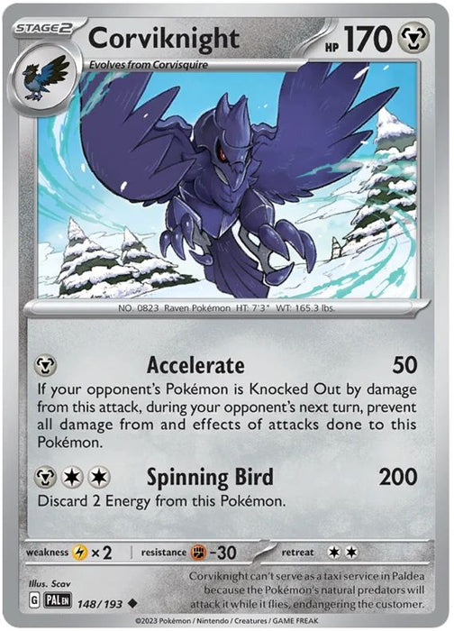 Corviknight 148/193 Uncommon Pokemon Card (SV2 Paldea Evolved)