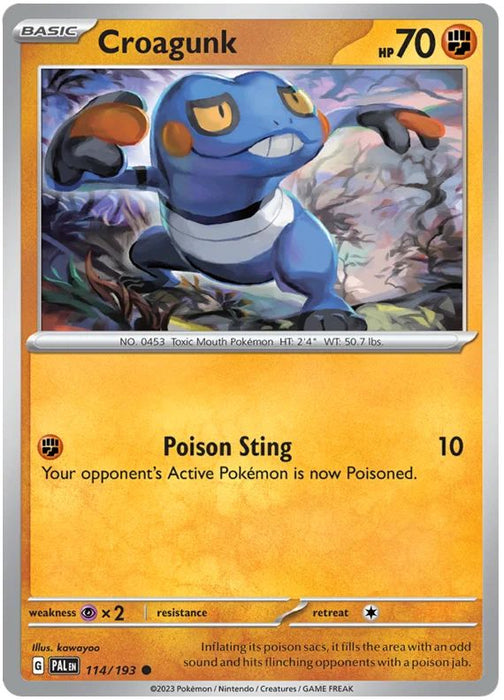 Croagunk 114/193 Common Pokemon Card (SV2 Paldea Evolved)