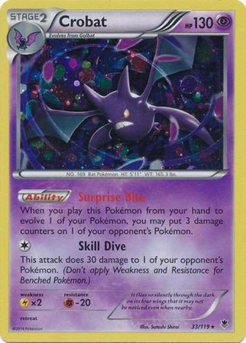 Crobat 33/119 Rare Holo Promo Pokemon Card (Phantom Forces)