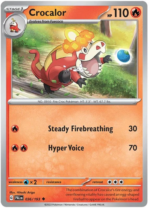 Crocalor 036/193 Uncommon Reverse Holo Pokemon Card (SV2 Paldea Evolved)